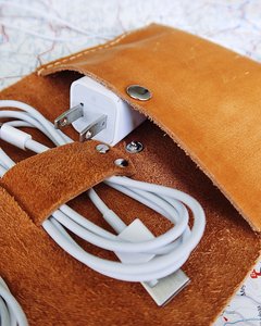 Minimal Leather Cable Organizer Sleek <b>Desk</b> Cord Tidy Earphone Wire Management Wrap Charger Keeper Manufacturer LCO-0087 - Product Image 6