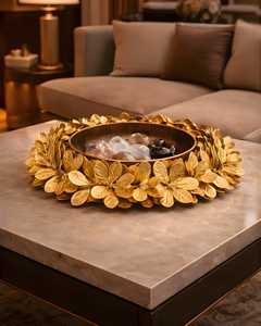 Cuenco Metálico Hecho a Mano con Diseño de Hojas, Estilo Contemporáneo, Ecológico y Duradero para Decoración de Bodas - Product Image 2