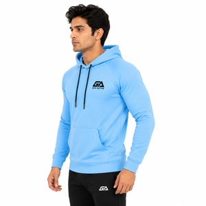 Mens <b>Pink</b> Waterproof 100% Cotton Regular Fit Pullover <b>Hoodie</b> Front Custom Logo Fleece Pocket Casual Gym Sportswear Winter 370g - Product Image 2