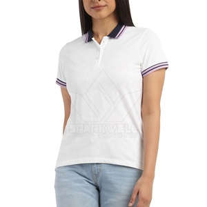 เสื้อโปโลผู้หญิง แขนสั้น แต่งขอบตัดกัน ผ้าฝ้ายถัก คอปก สวมใส่สบาย เหมาะสำหรับเล่นกอล์ฟ ระบายอากาศได้ดี ใส่ได้ในฤดูร้อน - Product Image 3