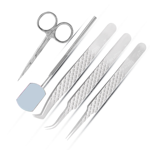 Pince à épiler pour extensions de cils en acier inoxydable, avec poignée miroir, facile à utiliser, précision élevée, antistatique, pointe fine, compatible OEM - Product Image 2