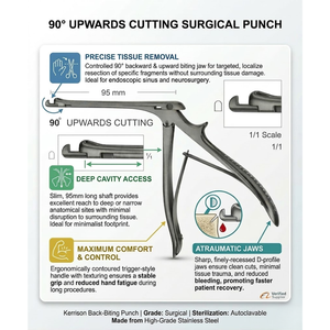 Pince à puncher Citelli 90 degrés 95 mm en acier inoxydable, instrument chirurgical ORL |   Perforateur osseux de précision pour les procédures d'otothérapie et d'ORL - Product Image 3