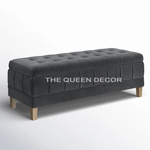 เฟอร์นิเจอร์ดีไซน์ทันสมัย สไตล์หรูหรา ขาเหล็กสแตนเลส เก้าอี้ปลายเตียงหุ้มเบาะกำมะหยี่ สำหรับบ้านและโรงแรม - Product Image 4