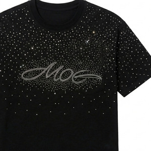 Camisetas de algodón para hombre con logo de diamantes de imitación, estilo urbano, manga corta, cuello redondo, proveedor de ropa personalizada al por mayor - Product Image 4