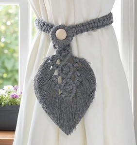 Macrame Curtain <b>Tiebacks</b>: Boho Cotton Window Decor - Product Image 3