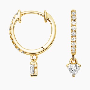 Pendientes de Aro con Diamantes Redondos, Certificados por IGI, Chapados en Oro de 18K, Clásicos, Colgantes, Joyería para Mujer para Bodas y Aniversarios - Product Image 2