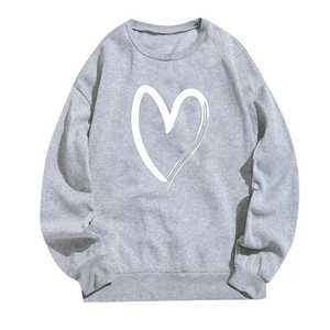 เสื้อสเวตเชิ้ตคอกลมผู้หญิง สีแดง ผ้าฝ้าย พิมพ์ลายหัวใจ ทรงปกติ แขนยาว สำหรับฤดูใบไม้ร่วง - Product Image 6