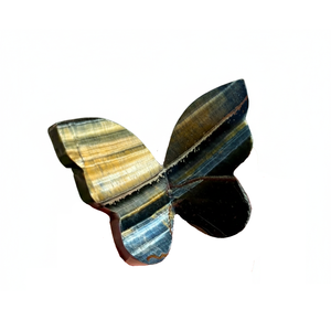 Vente en gros d'ailes de papillon 3D en œil de tigre bleu naturel, sculpture en cristal, pierre énergétique, spécimen minéral de guérison, décoration de bureau - Product Image 1