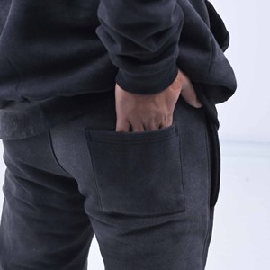 Chándal de Dos Piezas de Alta Calidad al por Mayor, con Logotipo Personalizado, Estilo Urbano, Lavado Ácido Negro - Product Image 2