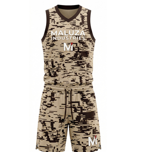 Maillot et short de basket personnalisés, uniforme sublimé, vêtements de sport d'équipe, kit en mesh respirant MALUZA INDUSTRIES - Product Image 1