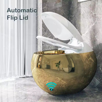 Toilettes modernes en céramique intelligente en forme d'œuf Capteur automatique de pied Réservoir sanitaire Télécommande Salle de bain WC montée au sol