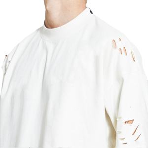 T-shirts Homme Premium Effet Vieilli en Gros 100% Coton Personnalisé Tie-Dye Col Rond Manches Courtes Haute Qualité Style Hip Hop Déchiré - Product Image 4