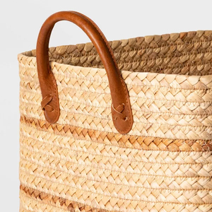 Braided Water Hyacinth <b>Storage</b> <b>Basket</b> Rectangle Handle Design Natural Weave Eco Friendly Home Organizer Wholesale Bulk Supplier - Product Image 2