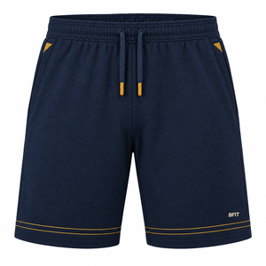 Shorts Bermuda pour Homme Bleu Marine avec Cordon de Serrage, Poches, Respirant, en Polyester Tricoté, Vêtement Décontracté - Product Image 1