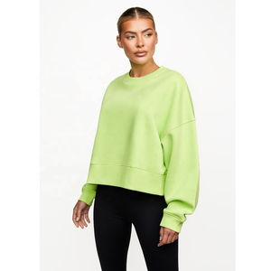 Women's Cotton Blend Luxury Streetwear Oversized Printed Front <b>Leopard</b> <b>Print</b> Drop-shoulder Crewneck Autumn Hoodies <b>Sweatshirt</b> - Product Image 2