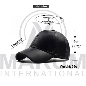 Customized Classic Style Solid <b>Black</b> Pure Color Leather <b>Baseball</b> <b>Cap</b> for Men & Women - Product Image 5