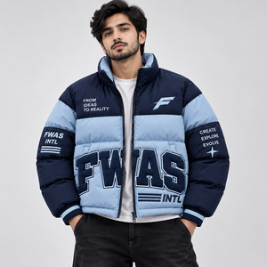 Blouson matelassé épais pour homme, manteau rembourré entièrement zippé, coupe-vent, streetwear d'hiver, logo personnalisé appliqué, style Y2K, fournisseur B2B - Product Image 1