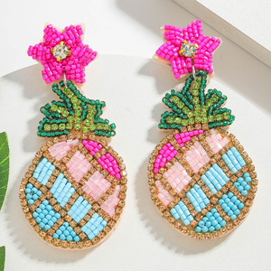 Al por mayor: Cuentas de arroz de colores con diseño de piña y frutas tropicales, hechas a mano estilo bohemio, unisex, con pedrería, de MULTI CRAFT - Product Image 2