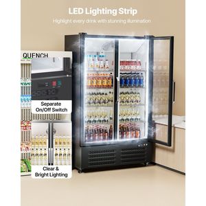<b>Commercial</b> 26.69 CU.FT Double Glass Door <b>Display</b> Beverage Refrigerator <b>Cooler</b> Wine Merchandiser - Product Image 5