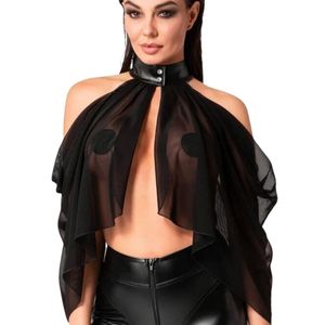 Women's Black Sheer Mesh Bodysuit Long Sleeve High Neck Stretch Slim Fit One Piece Elegant Transparent Fashion Bodywear Top - Product Image 4