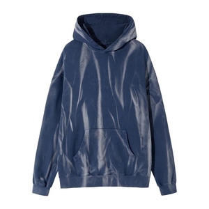 Sweat-shirt à capuche oversize vert tie-dye pour homme, pull décontracté en molleton français avec poche, mélange de coton basique - Product Image 3