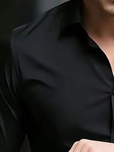 Men's White Long Sleeve Casual Dress Shirt 100% Cotton Twill Anti-Wrinkle Anti-UV Breathable Mandarin Collar Heat-Transfer Logo - Product Image 5