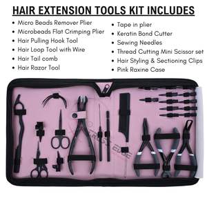 Set de Herramientas para Extensiones de Cabello con Estuche Rosa, Alicates para Micro Anillos, Pinzas para Remover, Removedor de Fusión de Queratina, Peine de Cola y Pinzas para Cabello - Product Image 2