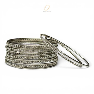 New Arrival Silver Plated Elegant <b>Crystal</b> Bangles Set for Women Premium Indian Wedding Fashion Jewelry Wholesale Price - Product Image 3