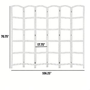 Paravento Pieghevole a 6 Ante Bianco e Divisorio per Ambienti - Product Image 6