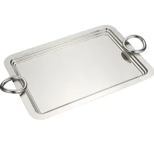 Stylish Serving Dish for Kitchen home decor silver color Modern design rectangular metal serving tray Dinnerware Dishes & Plates