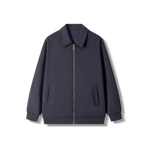 Conception de logo personnalisée brodée, veste décontractée en coton unie de 330 g pour hommes grandes tailles, fermeture éclair, fabricant d'usine - Product Image 4