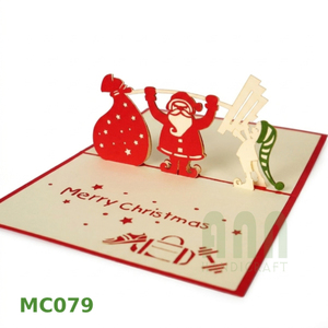 Custom Japandi 3D Laser Cut 4-Color Handmade Santa Angel Christmas Cards Thermal Transfer Printed Rectangle Shape <b>Paper</b> - Product Image 2