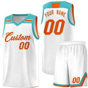 Ensemble de maillots de basket-ball personnalisés blancs et verts, col en V, sans manches, sublimés avec le nom de l'équipe, numéro 00, pour adultes, toutes saisons - Product Image 3