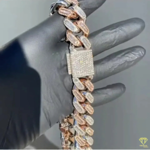 Cadena Cubana de Diamantes Moissanite VVS de Lujo para Hombre, de Dos Tonos, Estilo Hip Hop, 18mm, Joyería de Moda al por Mayor - Product Image 3