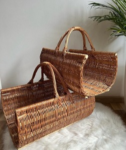 Cesta para Leña de Mimbre Hecha a Mano, de Madera Natural de Sauce, Ideal para Decoración de Chimenea, Jardín e Interiores del Hogar, de la India - Product Image 4