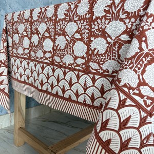 Custom Printed Waterproof Durable Luxury Dining <b>Tablecloth</b> Handmade Block Printed Cotton Linen Square Solid - Product Image 2