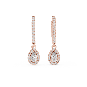 Pendientes de Aro con Diamantes Cultivados en Laboratorio IMPERIAL SHINE DROPS en Oro Rosa de 18 Quilates para Compromiso, Boda, Regalo de San Valentín, Uso Diario - Product Image 4