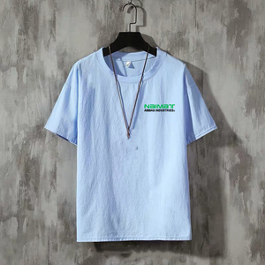 เสื้อยืดแขนสั้นผู้ชายสไตล์สปอร์ตสำหรับฤดูร้อน ผ้าโพลีเอสเตอร์ทรงหลวม สีพื้น คอกลม ลำลอง - Product Image 4