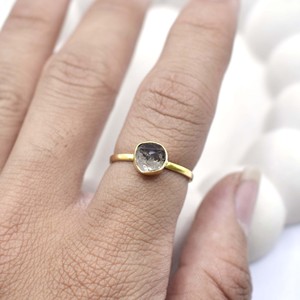 Raw Herkimer Diamond Adjustable <b>Ring</b> Gold Plated Collet Set Natural <b>Crystal</b> Handmade Minimalist Birthstone <b>Ring</b> Gift for Women - Product Image 6