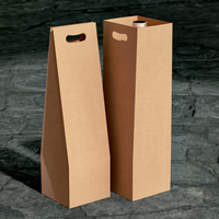 Sac cadeau pour bouteille de vin en papier kraft fait main personnalisé avec poignée découpée, emballage de luxe en papier pour l'artisanat et la vente au détail