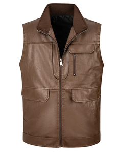 High-Quality Men's PU Leather Vest Motorcycle Biker Jacket Punk Style Multi-Pocket Outdoor Sleeveless Waistcoat Fashion Vest - Product Image 1