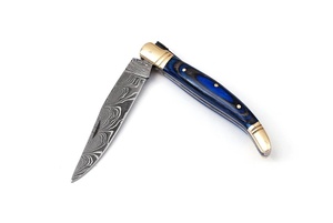 Couteau de poche pliant Laguiole de qualité supérieure, vente en gros directe d'usine, fournisseur artisanal OEM ODM, acier Damas droit - Product Image 2