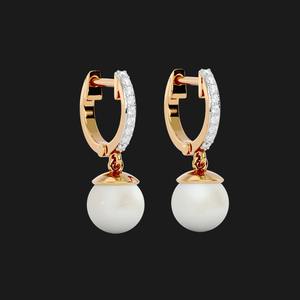 Boucles d'oreilles créoles avec perles, en argent sterling, pavé de zircons, élégantes, minimalistes, luxueuses, bijoux pour femmes, cadeau - Product Image 3