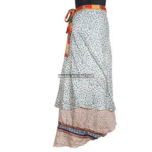 Beautiful Indian Vintage Women Silk Magic <b>Wrap</b> <b>Skirt</b> 2 Layer Reversible Magic Silk Saris <b>Wrap</b> Long <b>Skirt</b> Silk Sari Fabric <b>Wrap</b> - Product Image 2