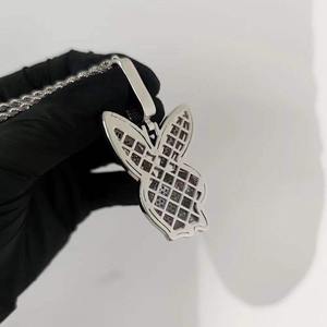 Charm Moissanite Jewelry Hiphop 925 <b>Silver</b> Iced Out Play Rabbit <b>Necklace</b> <b>Pendant</b> for <b>Men</b> and Women - Product Image 4