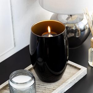Vase de table moderne en métal noir, forme ovale, 2190 ml, pour eau, design d'intérieur décoratif, tendance pour la maison - Product Image 4