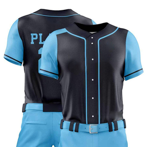 Conjunto de Uniforme de Béisbol Sublimado Personalizado, Jersey de Manga Corta y Pantalones para Hombre, Color Azul y Negro con Bloques de Color, Absorbe la Humedad, Corte Regular - Product Image 5
