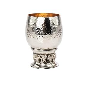 Copa Kiddush de níquel martillado de alta calidad y bajo precio para niño - Azul con anillo plateado, copa Kiddush para beber vino - Product Image 2