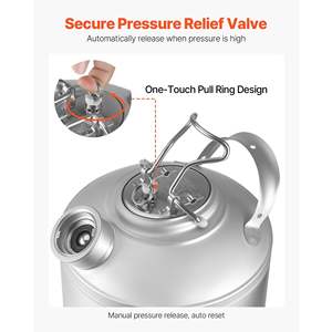 Kit de nettoyage de fût de 1,75 gallon/6,5 L, acier inoxydable 304, raccord en D, base en caoutchouc, nettoyeur de ligne de bière pour fûts de bière - Product Image 5