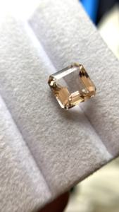 Morganite naturelle certifiée 9 mm, taille émeraude carrée, excellente couleur et lustre, qualité naturelle, béryl naturel, 3,19 carats, nette à la loupe - Product Image 2